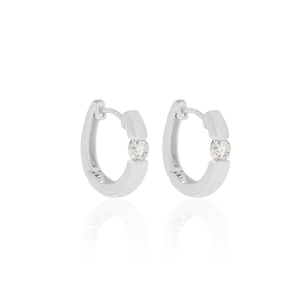Damen Creolen Weißgold 750 synthetischer Diamant 0,41ct Orchestra 11,00mm  - Creolen Damen | OROVIVO