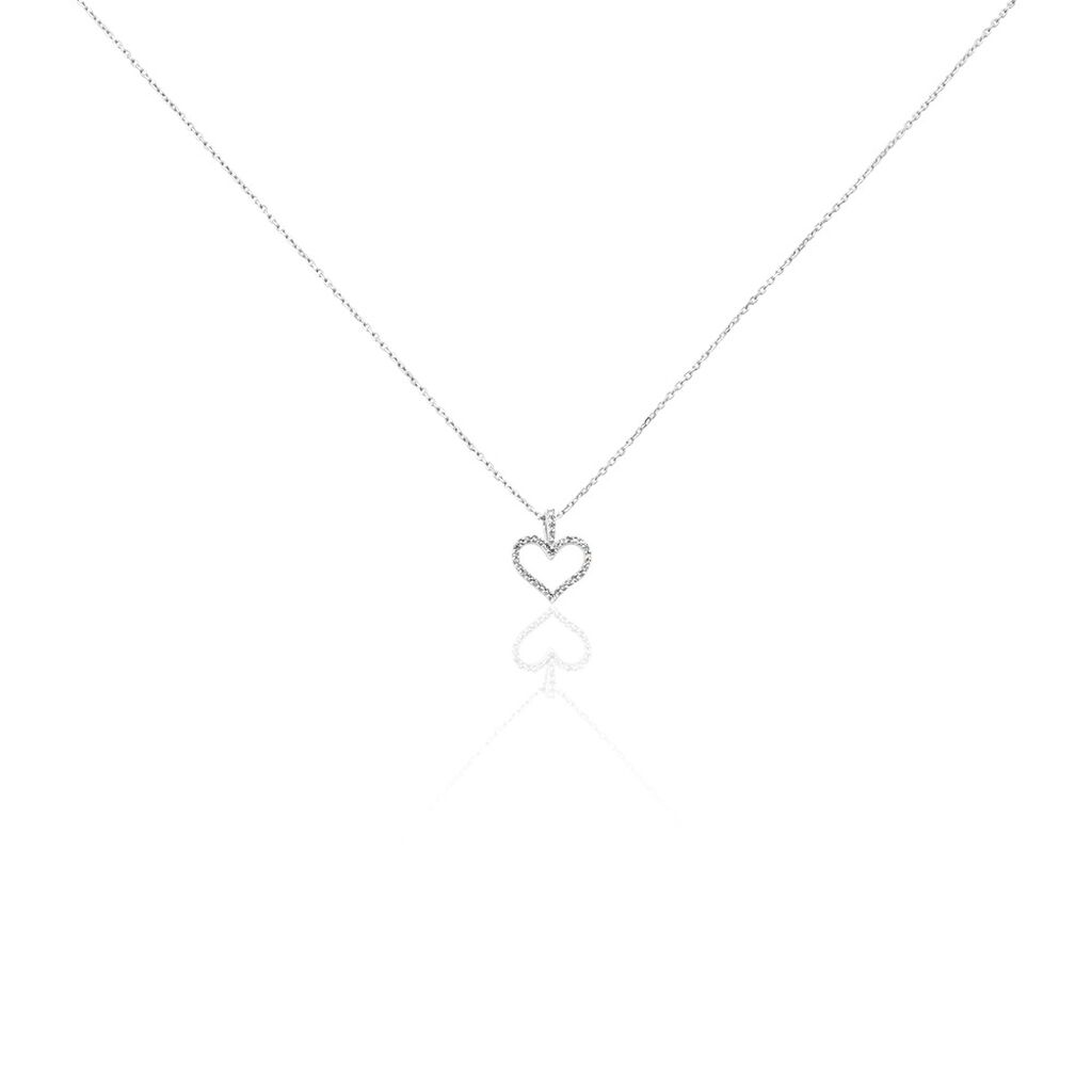 Herz Glamour Damen Collier Wei&szlig;gold 375 (9 Karat) Diamant Wei&szlig; 0,06 ct Herz