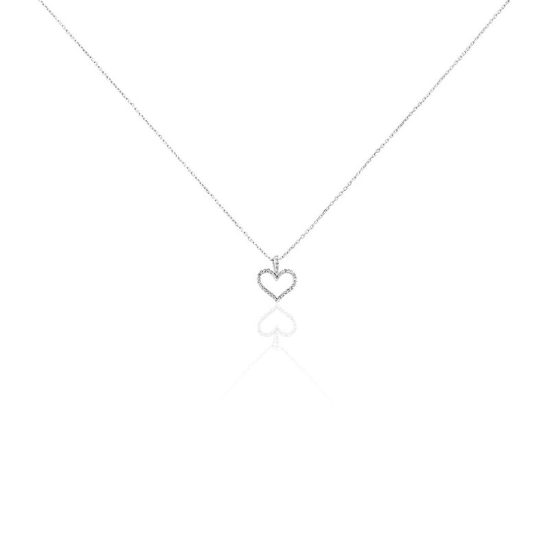 Herz Glamour Damen Collier Wei&szlig;gold 375 (9 Karat) Diamant Wei&szlig; 0,06 ct Herz - Halsketten Damen | OROVIVO