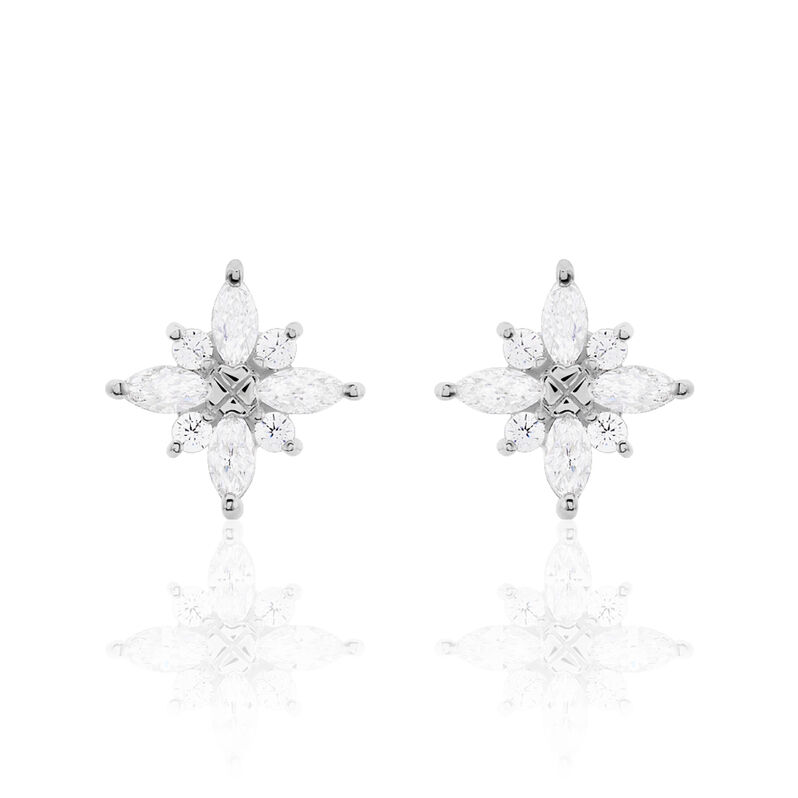 LORRAINE 2 Damen Ohrstecker Silber 925 Zirkonia Wei&szlig; Stern - Ohrstecker Damen | OROVIVO