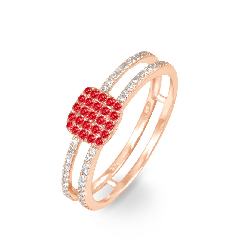 Bague Aude Or Rose Rubis Et Diamant - Spannringe Damen | OROVIVO