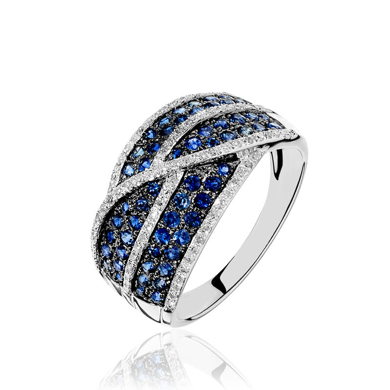 Bague Djoumana Or Blanc Saphir Et Diamant - Spannringe Damen | OROVIVO