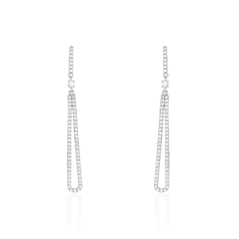 Damen Ohrstecker Lang Silber 925 Zirkonia - Ohrringe mit Stein Damen | OROVIVO