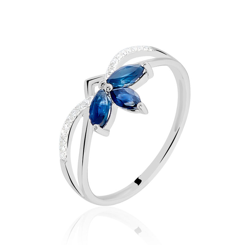 Bague Or Blanc Saphir Et Diamant - Spannringe Damen | OROVIVO