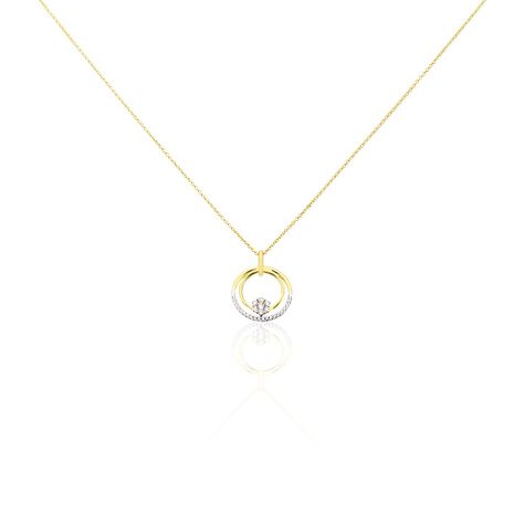 Damen Halskette Gold 375 Zirkonia rhodiniert Kreis - Halsketten Damen | OROVIVO
