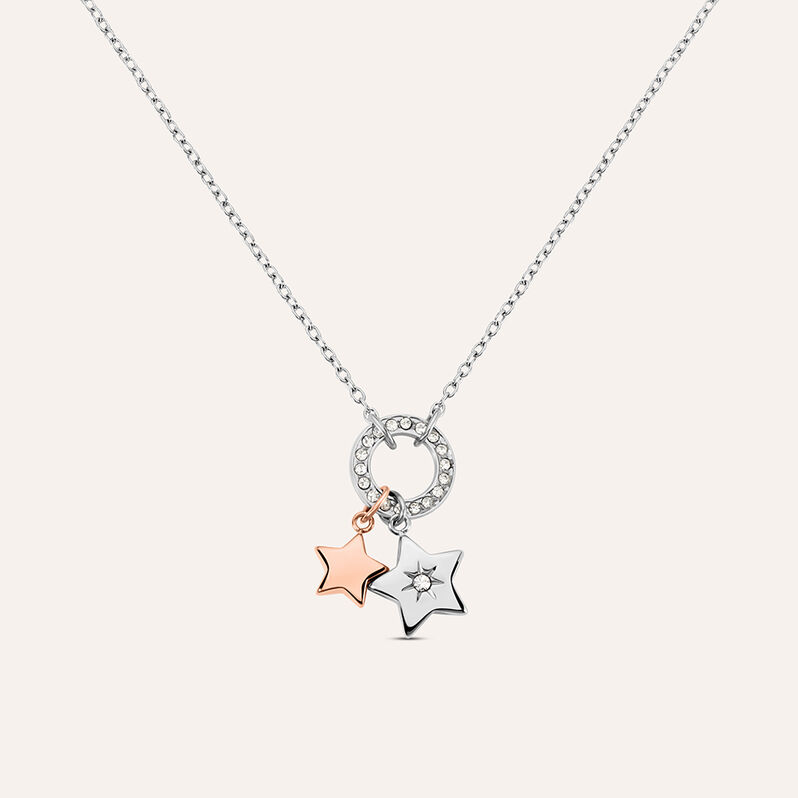 Collana Sunrise Acciaio Bicolore Bianco / Rosa Cristallo - Spannringe Damen | OROVIVO