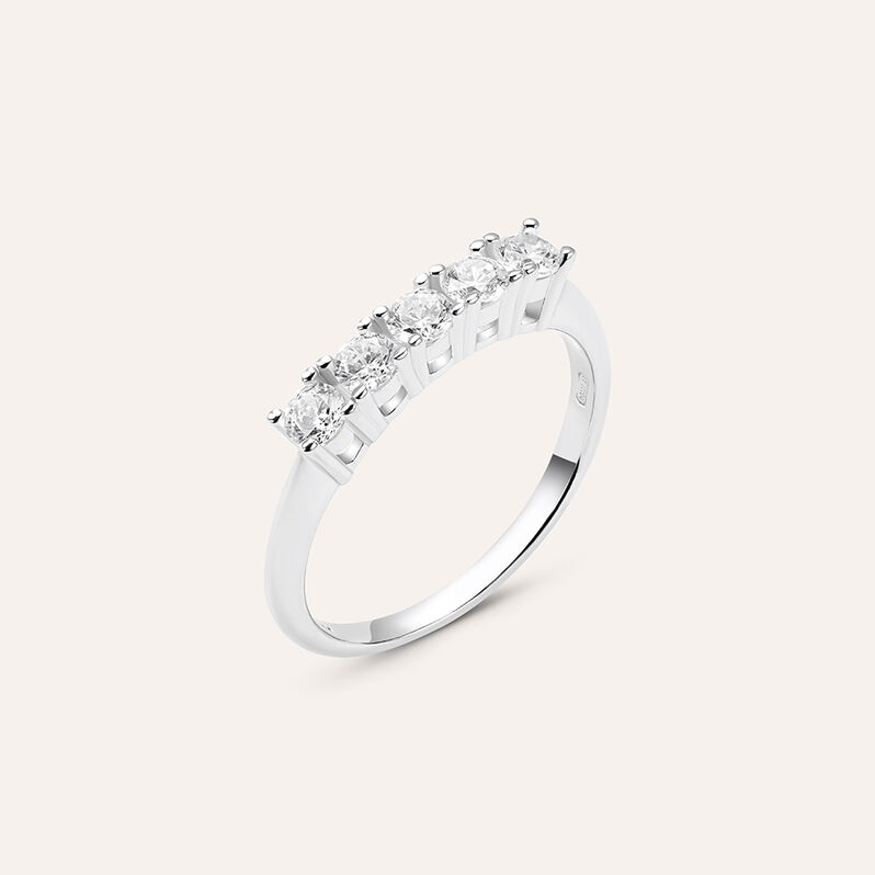 Anello Riviere Silver Elegance Argento Rodiato Cubic Zirconia - Spannringe Damen | OROVIVO