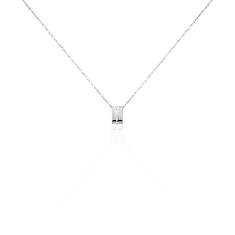 KATIANA Damen Collier Wei&szlig;gold 375 (9 Karat) Zirkonia Wei&szlig; 0,13 ct - Halsketten Damen | OROVIVO