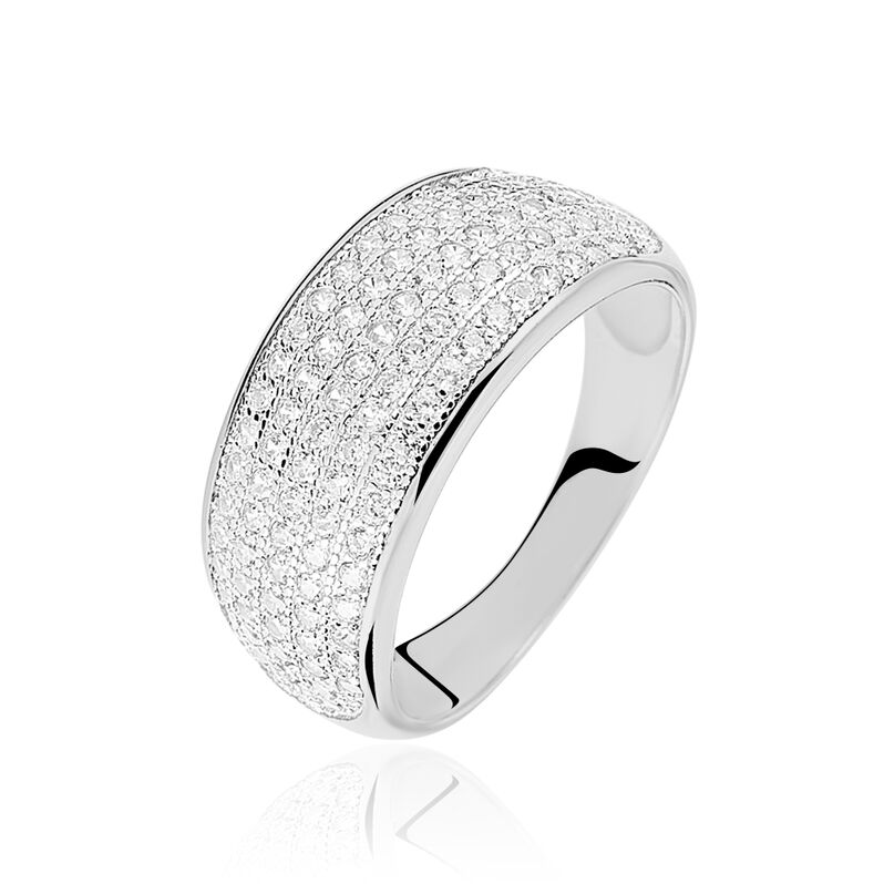 Bague Jonc Kamille Argent Blanc Oxyde De Zirconium - Spannringe Damen | OROVIVO