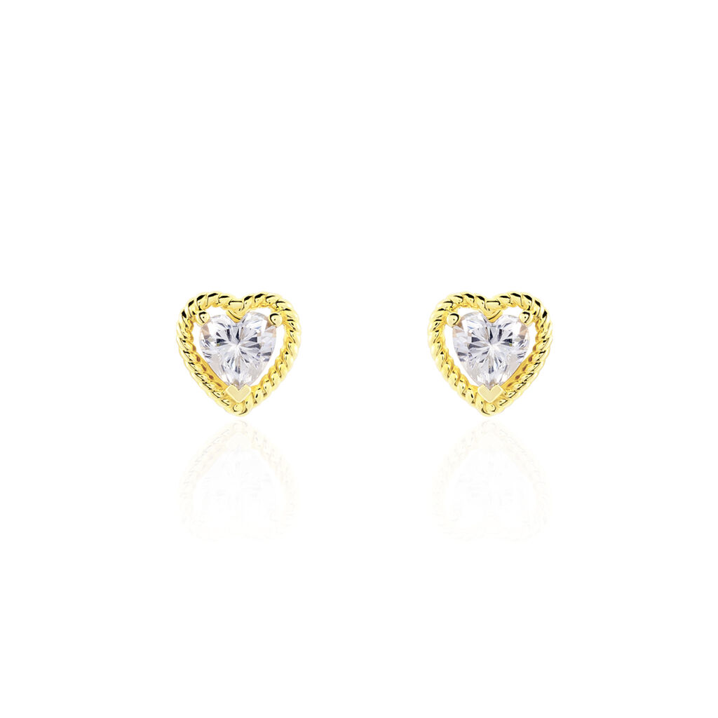 Boucles D'oreilles Or Jaune Althea Formes Coeurs Entourages Or Torsade - Spannringe Damen | OROVIVO