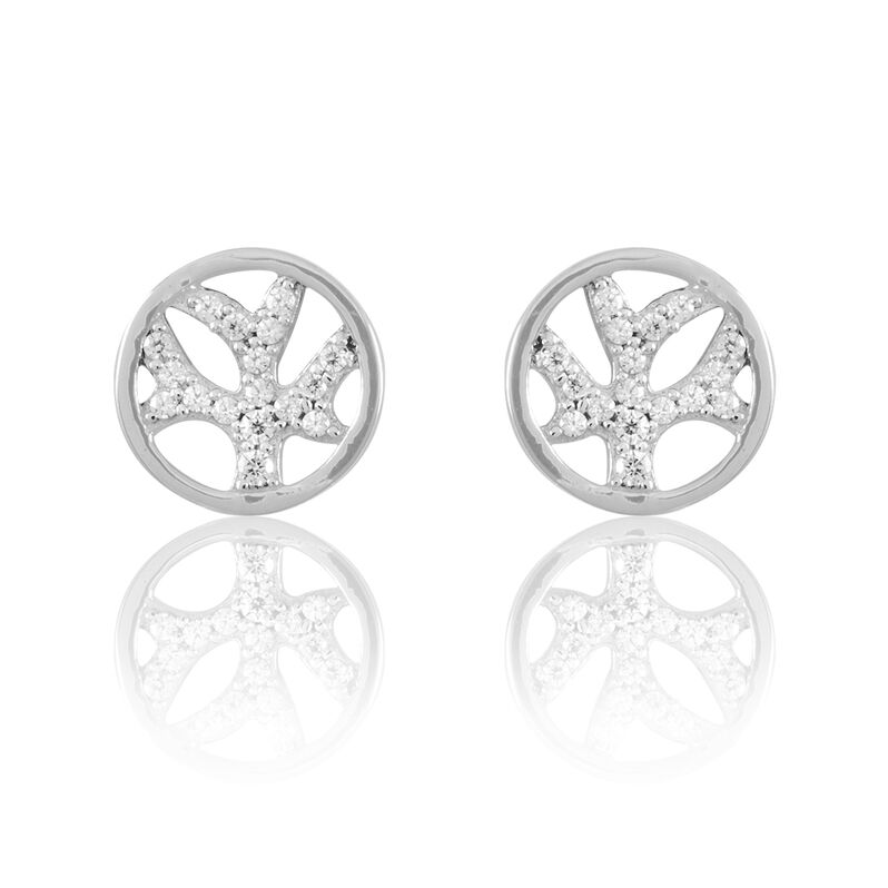 Boucles D'oreilles Puces Alisea Argent Blanc Oxyde De Zirconium - Spannringe Damen | OROVIVO