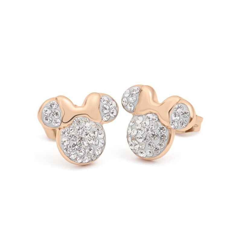 Orecchini Lobo Mickey Mouse & Friends Acciaio Rosa Cristallo - Spannringe Damen | OROVIVO