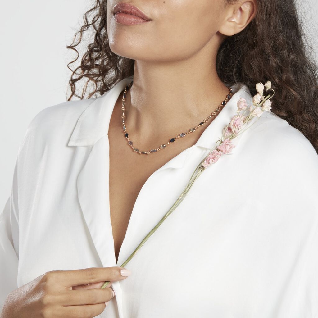 Damen Collier 18 Karat Vergoldet Multicolour Steine Blau Ilvaae - Sommerschmuck Damen | OROVIVO