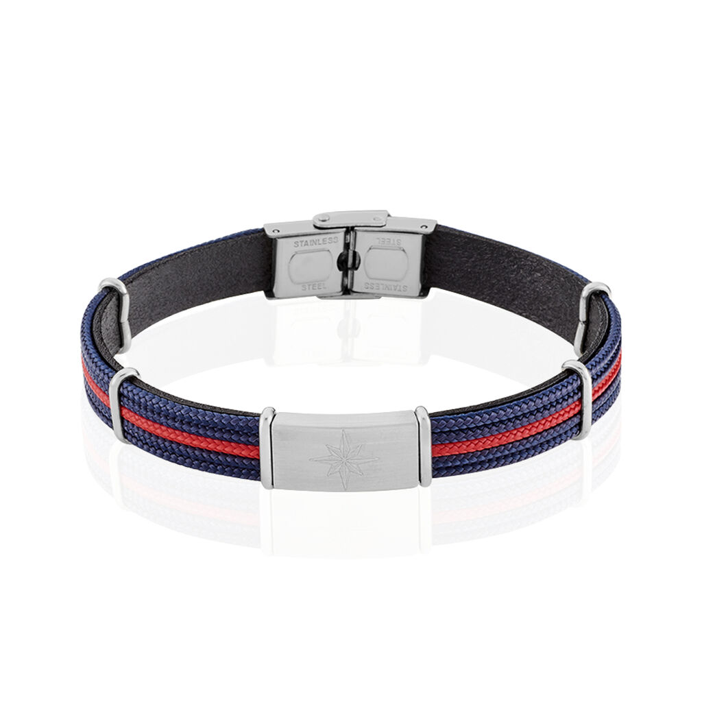 ALECK Herren Armband Stoff Blau, Armband ohne Stein