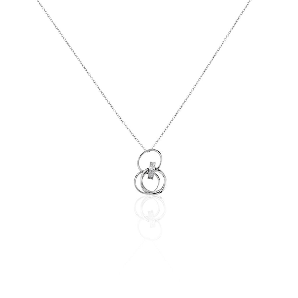 NICOLE Damen Collier Silber 925 Zirkonia Weiß 0,37 ct Kreis B 1,15 mm, Collier mit Stein