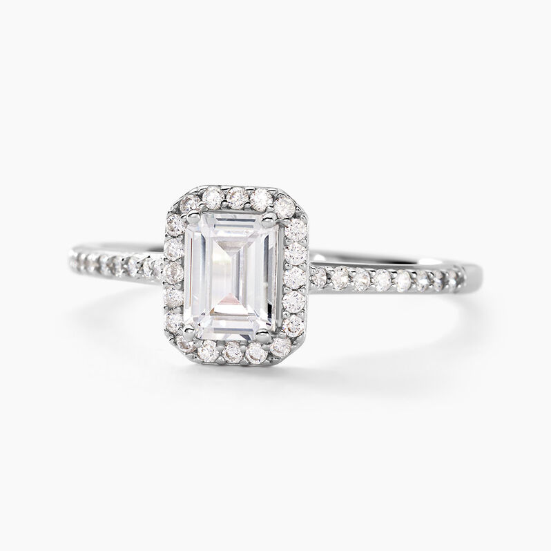 Bague Solitaire Cadmos Argent Rhodié Weiss Oxyde De Zirconium - Spannringe Damen | OROVIVO