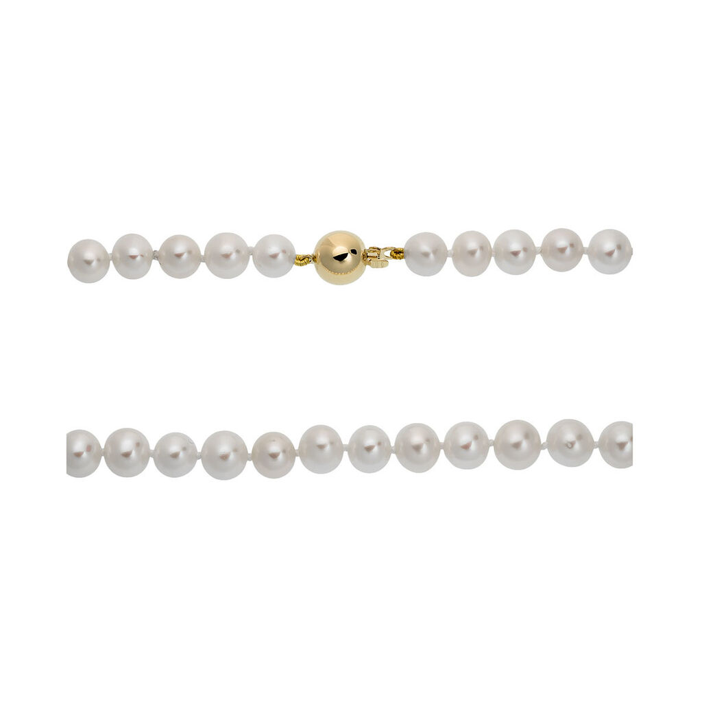 Damen Perlenkette Gold 585 Zuchtperlen 6-6,5mm Haga - Halsketten Damen | OROVIVO