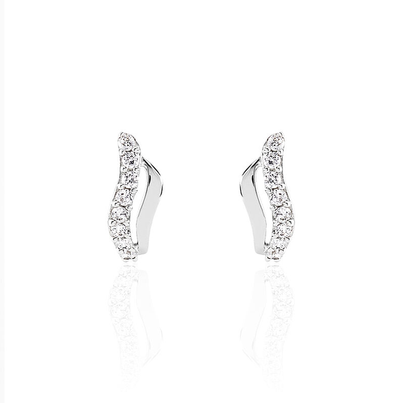 Boucles D'oreilles Puces Fantaisie Double Or Blanc Oxyde De Zirconium - Spannringe Damen | OROVIVO