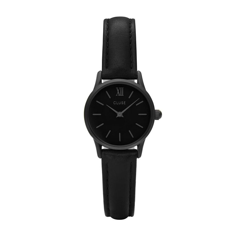 Solo tempo La Vedette Mesh in acciaio e cassa in PVD e cinturino in pelle total black - Spannringe  | OROVIVO