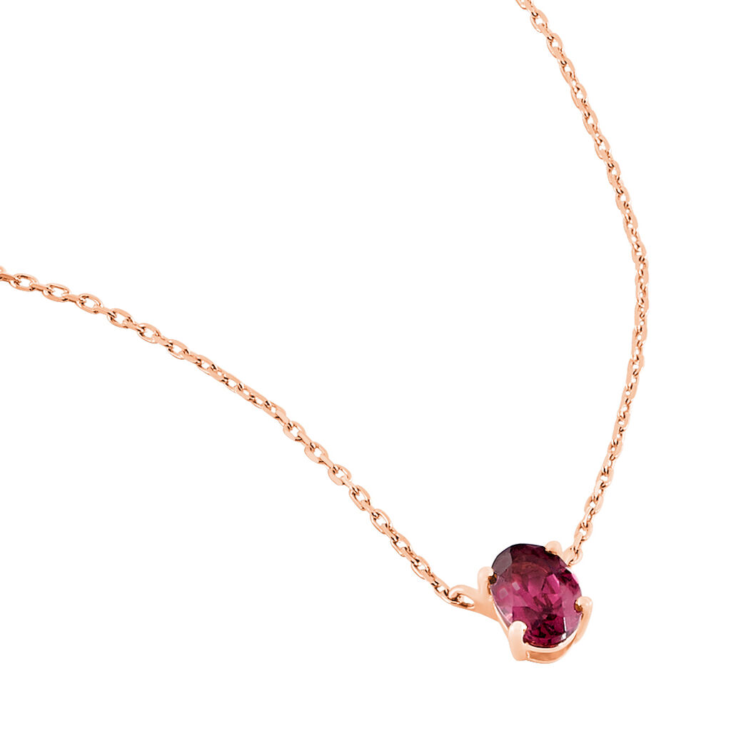 Collier Or Rose Alionka Solitaire  Rhodolite Ovale - Spannringe Damen | OROVIVO