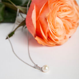Damen Halskette Silber 925 Zuchtperle Zirkonia - Ketten mit Anhänger Damen | OROVIVO