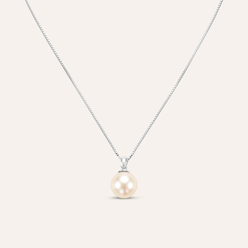Collana Gabrielle Oro Bianco Perla Akoya - Spannringe Damen | OROVIVO