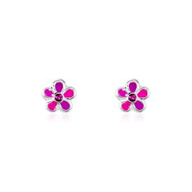 Kinder Ohrstecker Silber 925 Rosé Glas Blume - Ohrstecker Kinder | OROVIVO