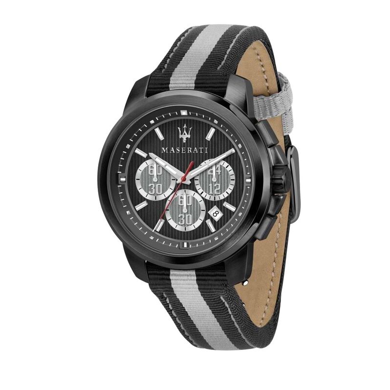 Orologio cronografo Maserati linea Royale cinturino bicolore cassa acciaio nero - Spannringe Herren | OROVIVO