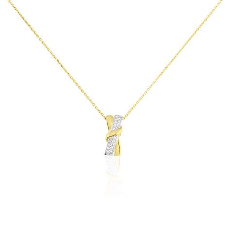 Damen Collier Gold Bicolor Gelb/Silber 375 Zirkonia Brenda 45cm - Halsketten Damen | OROVIVO