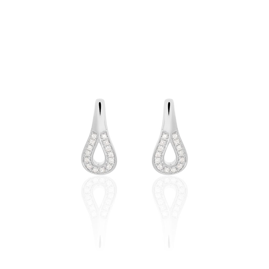 Damen Ohrringe Lang Weißgold 375 Diamant 0,07ct Tropfen Tina 2  - Ohrringe mit Stein Damen | OROVIVO
