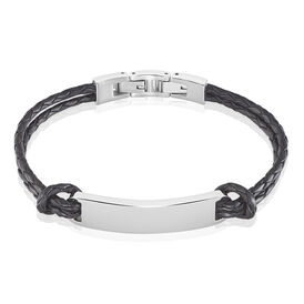 Herren Lederarmband Edelstahl Schwarz - Lederarmbänder Herren | OROVIVO