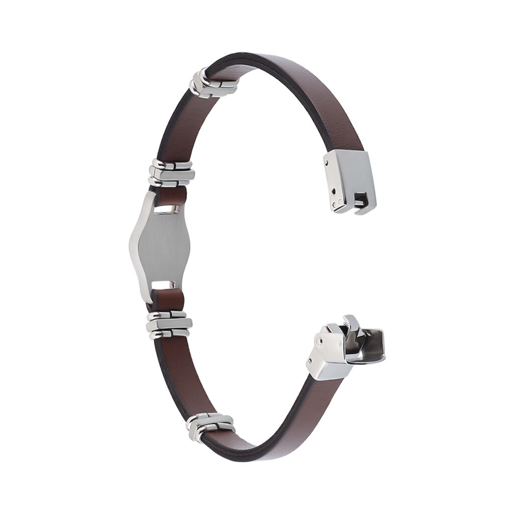 Herren Armband Leder Wei&szlig; Barren