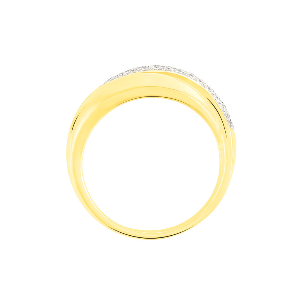 Damen Ring Gold Bicolor Gelb/Silber 585 Rund Weiß Natur Pavelina - Ringe mit Stein Damen | OROVIVO