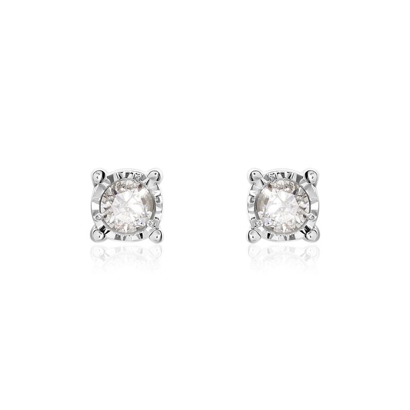 Damen Ohrstecker Weißgold 375 Diamant 0,08ct Illusion Pastille  - Ohrstecker Damen | OROVIVO