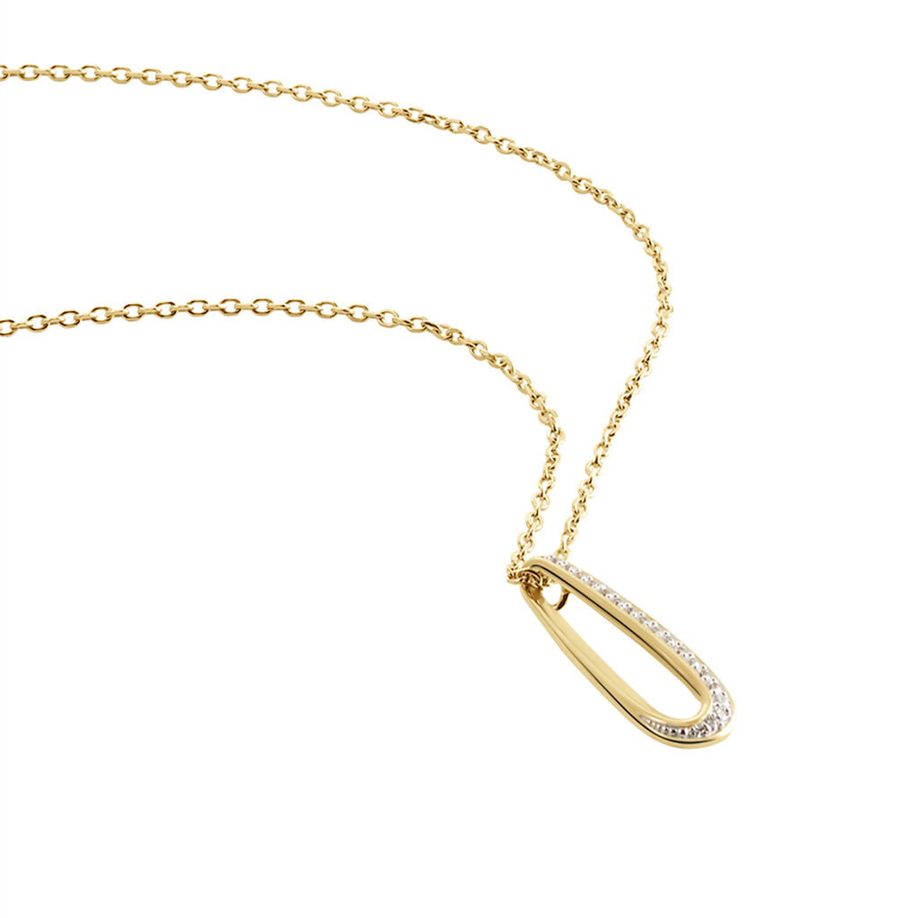 BATIDA Damen Collier Vergoldet Zirkonia Wei&szlig; Tropfen