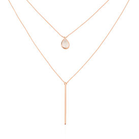 Damen Halskette Gold 375 Rosé Vergoldet Rosenquarz - Ketten mit Stein Damen | OROVIVO