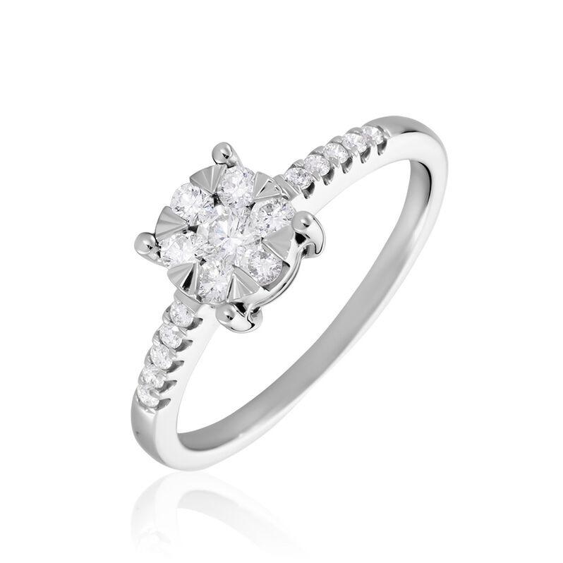 Damen Ring Weißgold 585 Rund Weiß Natur Petali - Ringe mit Stein Damen | OROVIVO