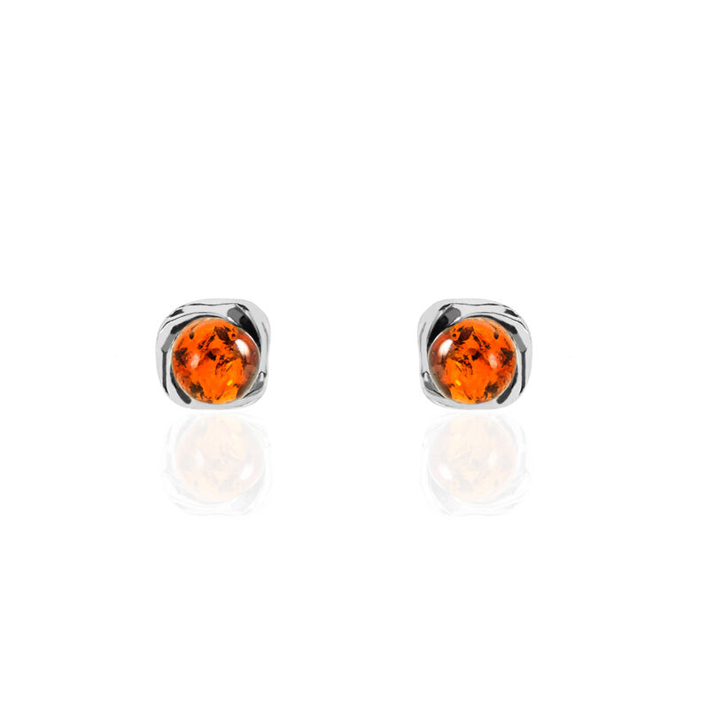 Boucles D'oreilles Puces Argent Et Ambre - Spannringe Damen | OROVIVO