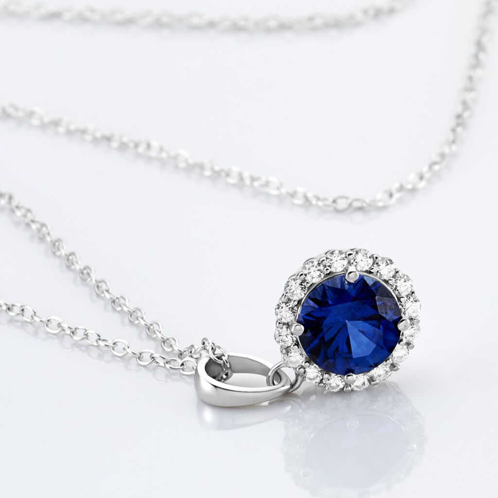Damen Collier Silber 925 Andere Steine Blau Kreis Camilla - Halsketten Damen | OROVIVO