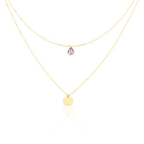 Damen Collier Gold 375 Amethyst Violett 0,12ct Tropfen Modou 2 - Halsketten Damen | OROVIVO