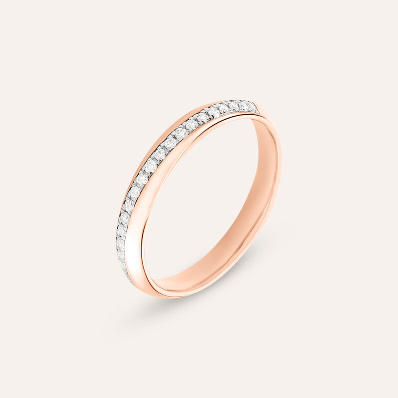 Fede Comoda Semi-eternity 3 mm Oro Rosa Diamante - Spannringe Damen | OROVIVO