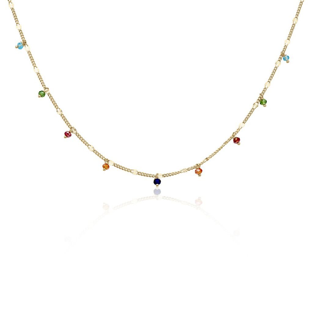 Damen Collier Silber vergoldet 925 Glas Multicolour Romana 1,10mm - Halsketten Damen | OROVIVO