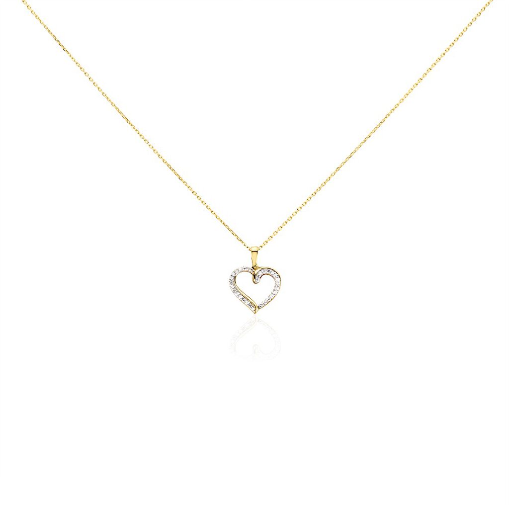 Herz Chic Damen Collier Gold 375 (9 Karat) Diamant Weiß 0,03 ct Herz, Collier mit Stein