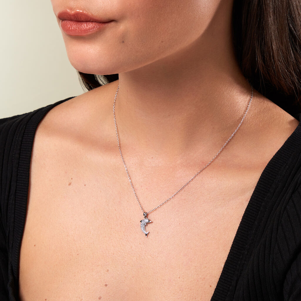 Kinder Collier Silber 925 Zirkonia Delfin Ines 1 1,15mm - Halsketten Kinder | OROVIVO