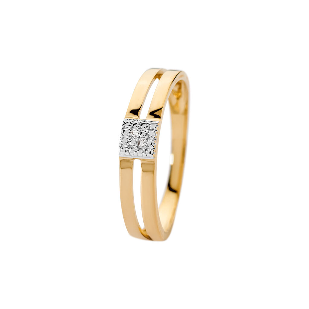 MINELLE Damen Ring Gold 375 (9 Karat) Diamant Wei&szlig; 0,01 ct Viereck
