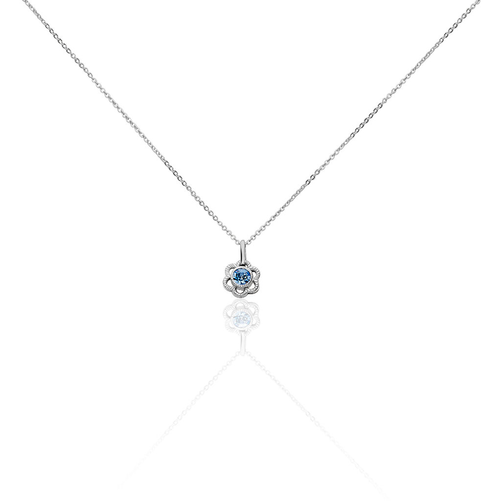 Kinder Halskette Silber 925 Glasstein Blume, Collier mit Stein