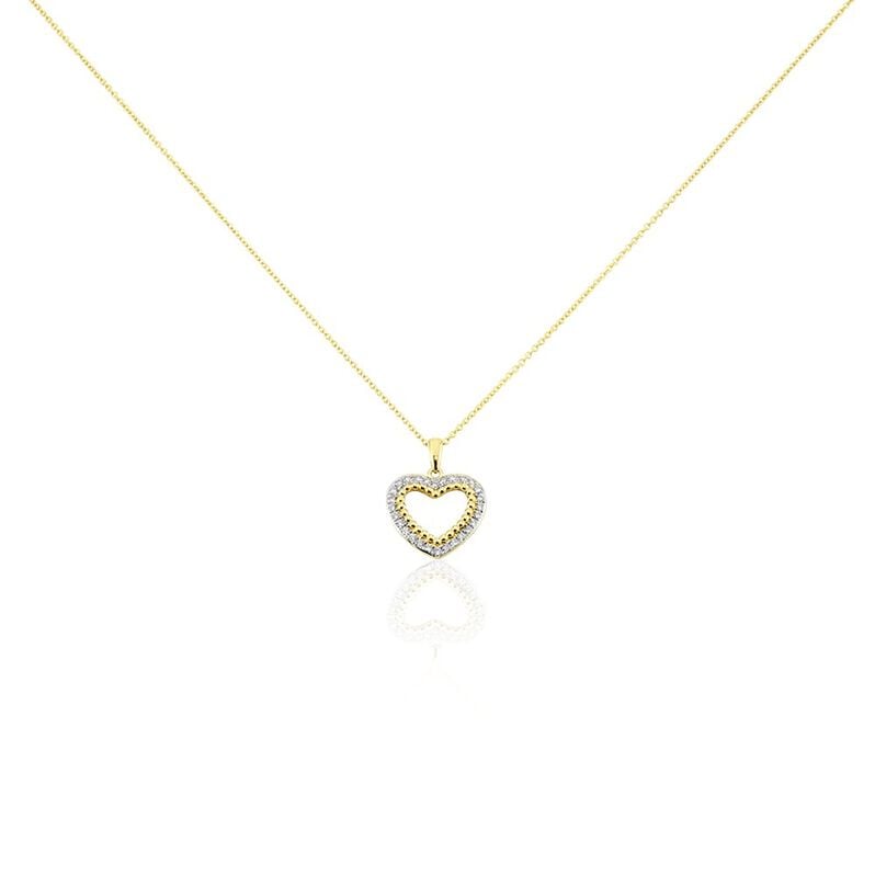 Herz Precious Damen Collier Gold 375 (9 Karat) Diamant Wei&szlig; 0,19 ct Herz B 0,95 mm - Halsketten Damen | OROVIVO