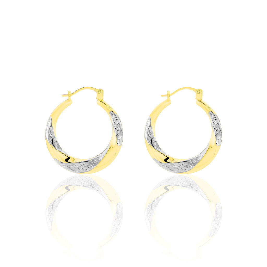 HANNELORE 26 Damen Creolen Gold Bicolor 375 (9 Karat) B 0,6 mm