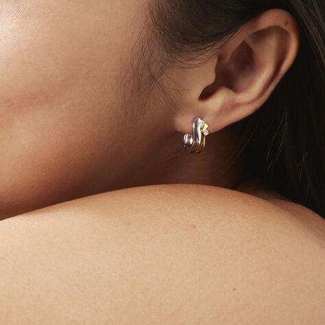 Damen Creolen Gold 375 Bicolor Diamanten 0,06ct  - Creolen Damen | OROVIVO