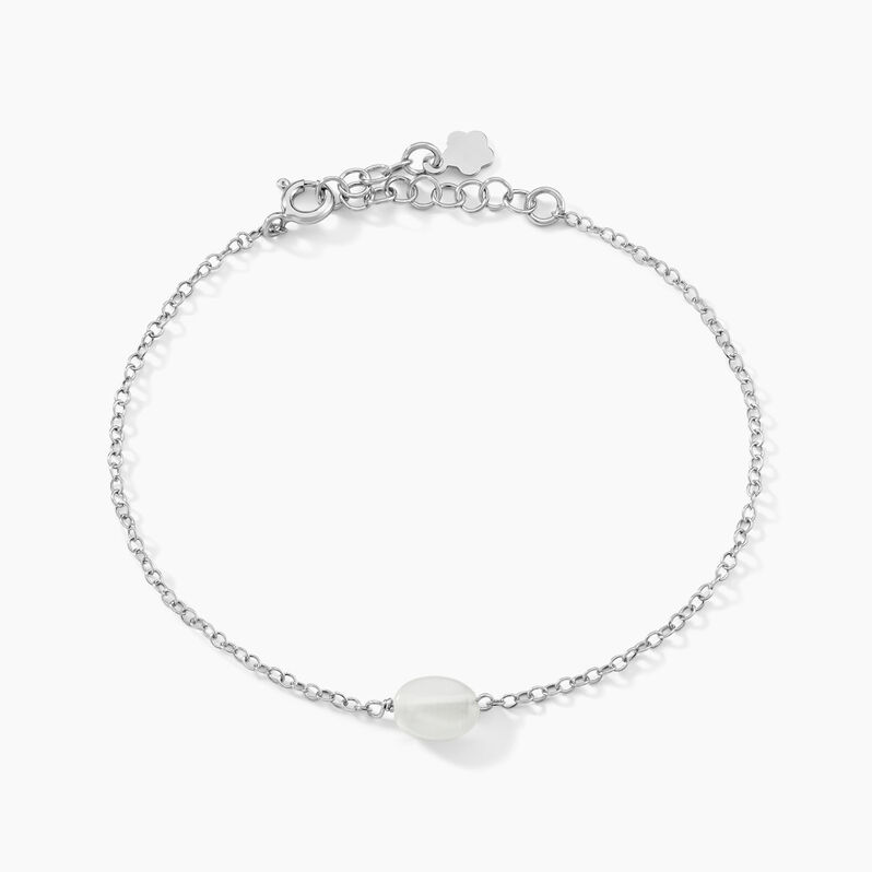 Bracelet Evren Argent Blanc Pierre De Synthese - Spannringe Damen | OROVIVO